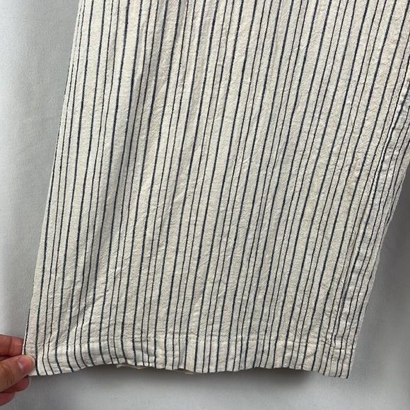 Urban Outfitters Blue Cream Stripe Linen Blend Sleeveless Jumpsuit - Picture 7 of 15